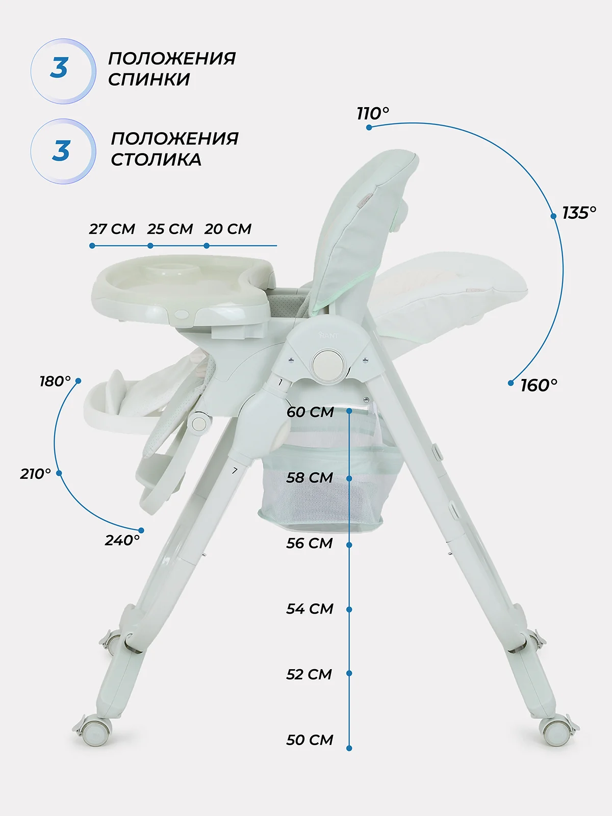 Зеленый стульчик для кормления CAFE Light
