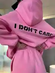 Костюм спортивный женский, худи с капюшоном и брюки, оверсайз, I dont care