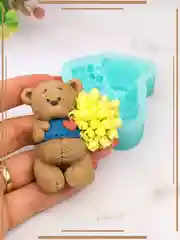 Силиконовая форма "Мишка с тюльпанами", молд