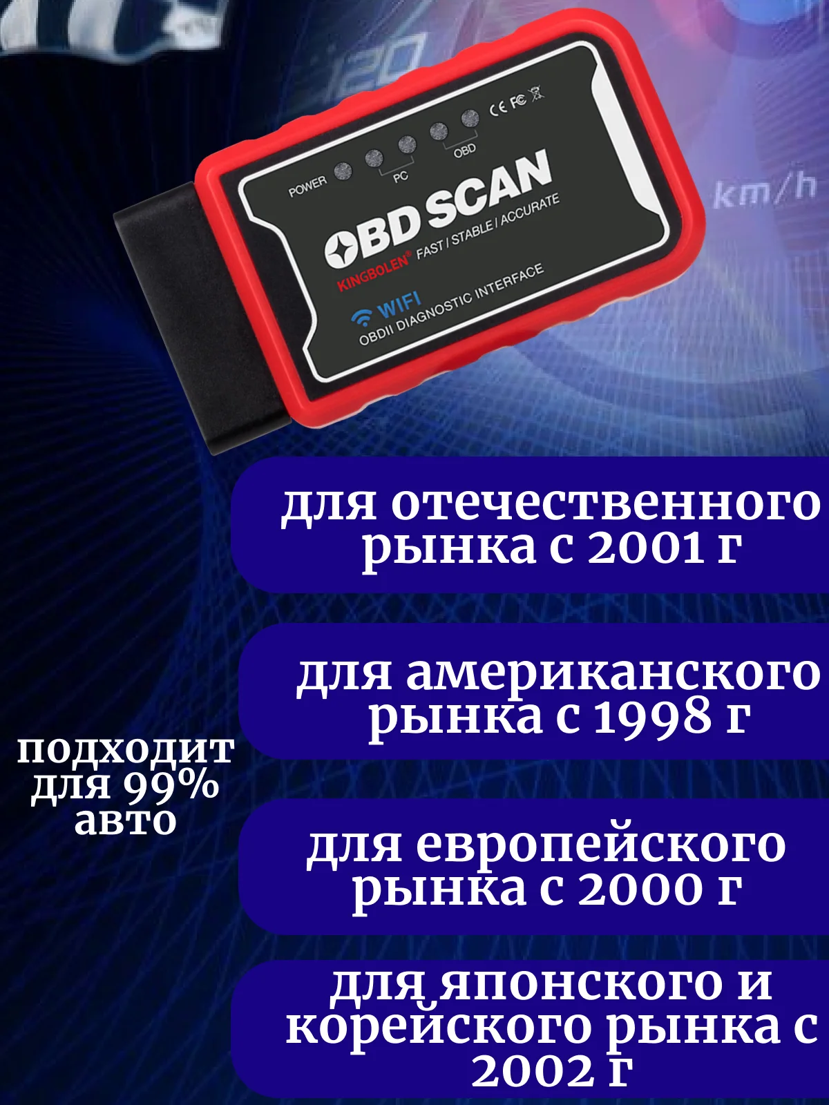 Cканер для диагностики автомобилей ELM327 OBD2 WI-FI, автосканер, диагностический сканер
