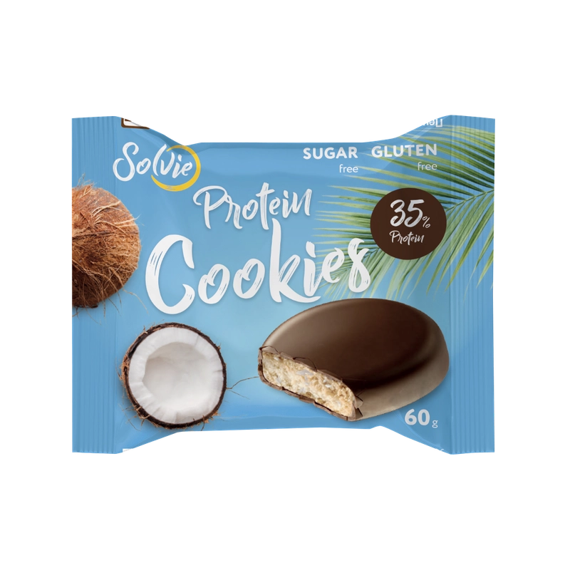 Печенье Solvie "Protein cookies" протеиновое кокосовое, 35% белка, без сахара, 60г
