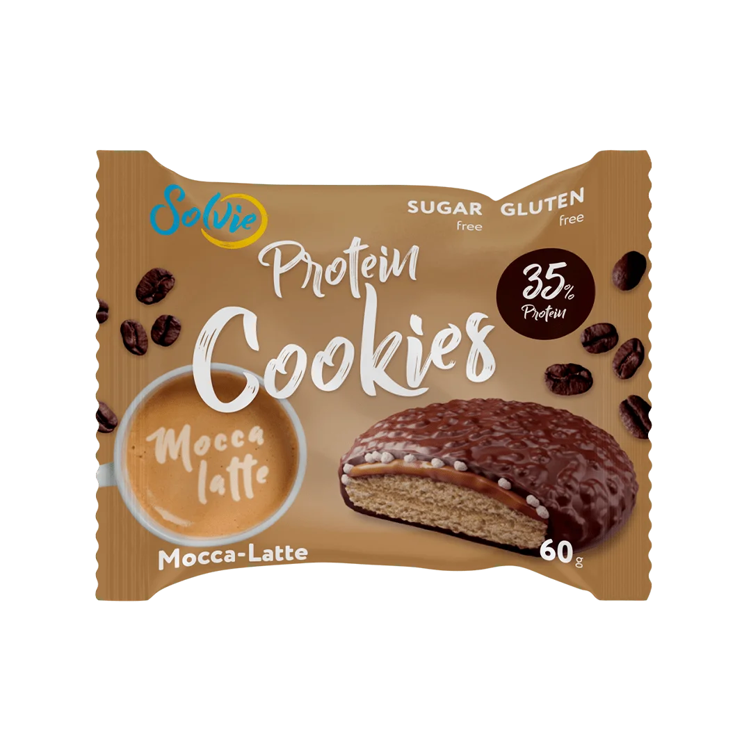 Печенье Solvie "Protein cookies" протеиновое "Мокка-Латте", 35% белка, без сахара, 60г
