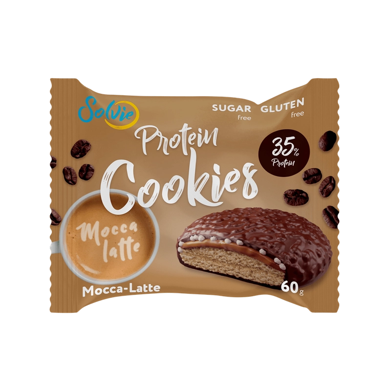 Печенье Solvie "Protein cookies" протеиновое "Мокка-Латте", 35% белка, без сахара, 60г