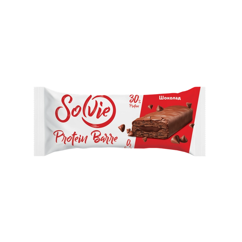Батончик Solvie "Protein Barre" со вкусом "Шоколад" 30% белка, без сахара, 50г