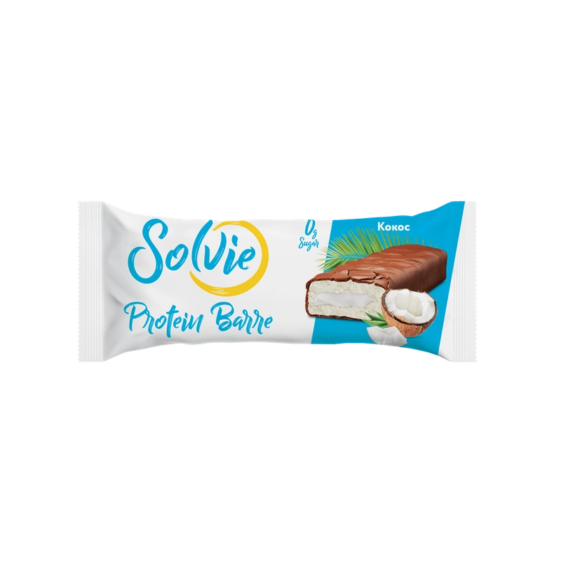 Батончик глазированный Solvie "Protein Barre" со вкусом "Кокос" без сахара, 50г