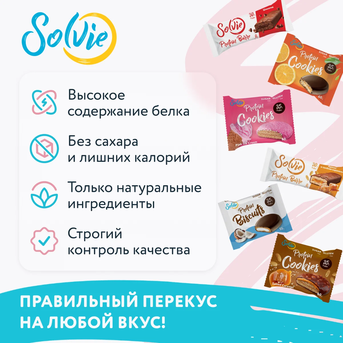 Батончик глазированный Solvie "Protein Barre" со вкусом "Кокос" без сахара, 50г