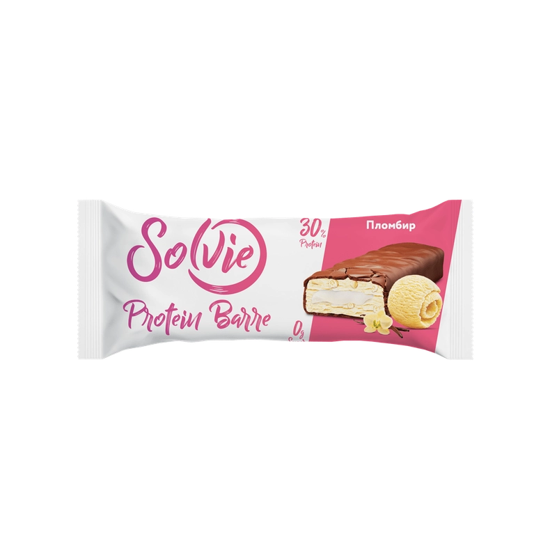 Батончик Solvie "Protein Barre" со вкусом "Пломбир", 30% белка, без сахара, 50г