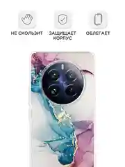 Ледяной силиконовый чехол на Realme 12 Pro / Реалми 12 Про прозрачный, с принтом, защита камеры