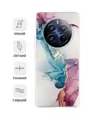 Ледяной силиконовый чехол на Realme 12 Pro / Реалми 12 Про прозрачный, с принтом, защита камеры