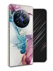 Ледяной силиконовый чехол на Realme 12 Pro / Реалми 12 Про прозрачный, с принтом, защита камеры
