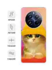 Желтый силиконовый чехол на Realme 12 Pro / Реалми 12 Про прозрачный, с принтом, защита камеры