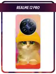 Желтый силиконовый чехол на Realme 12 Pro / Реалми 12 Про прозрачный, с принтом, защита камеры