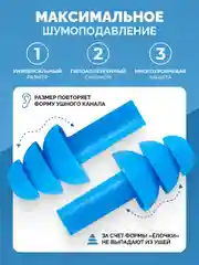 Синий беруши для плавания и сна в контейнере, силиконовые, многоразовые