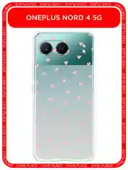 Розовый чехол на OnePlus Nord 4 5G / Ван Плас Норд 4 5G прозрачный, с принтом, защита камеры