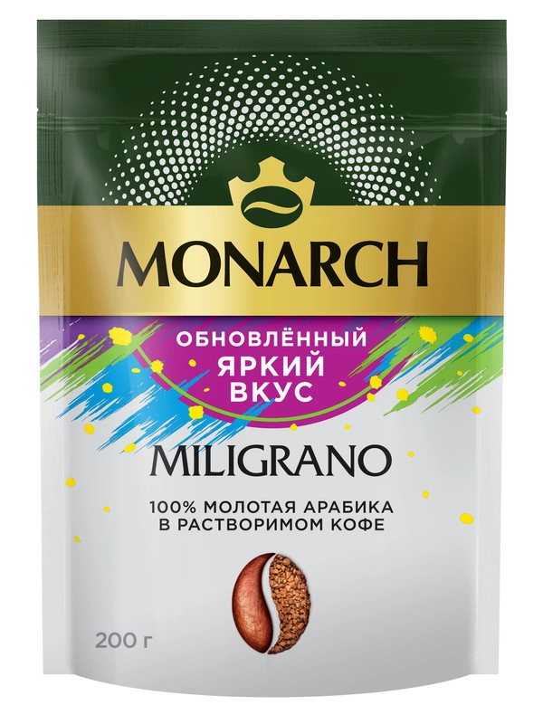 Кофе растворимый MONARCH MILIGRANO, молотый в растворимом, 200г