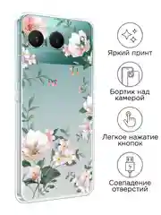 Пастельно-коралловый чехол на OnePlus Nord 4 5G / Ван Плас Норд 4 5G прозрачный, с принтом, защита камеры