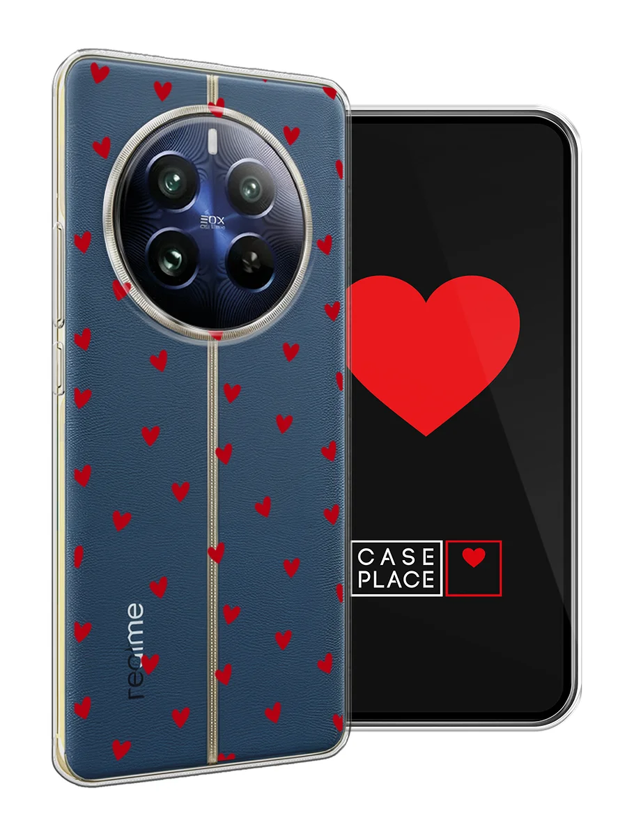 Коралловый меланж чехол на Realme 12 Pro / Реалми 12 Про прозрачный, с рисунком
