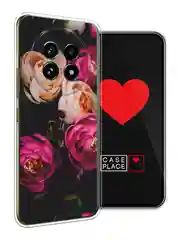 Кораллово-розовый чехол на Realme 13 Pro+/13 Pro/Реалми 13 Про+/13 Про прозрачный, с принтом