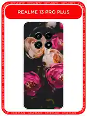 Кораллово-розовый чехол на Realme 13 Pro+/13 Pro/Реалми 13 Про+/13 Про прозрачный, с принтом