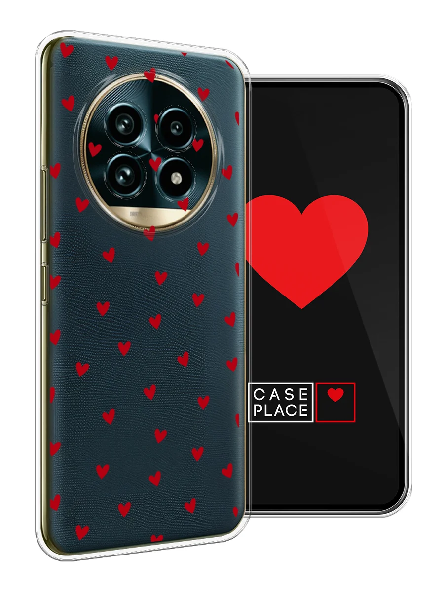 Коралловый меланж чехол на Realme 13 Pro+/13 Pro/Реалми 13 Про+/13 Про прозрачный, с принтом