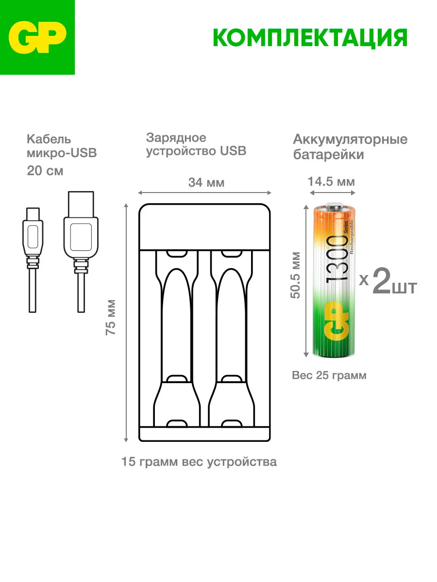 Зарядное устройство GP E211/130AAHCCS-2CR1 5/10