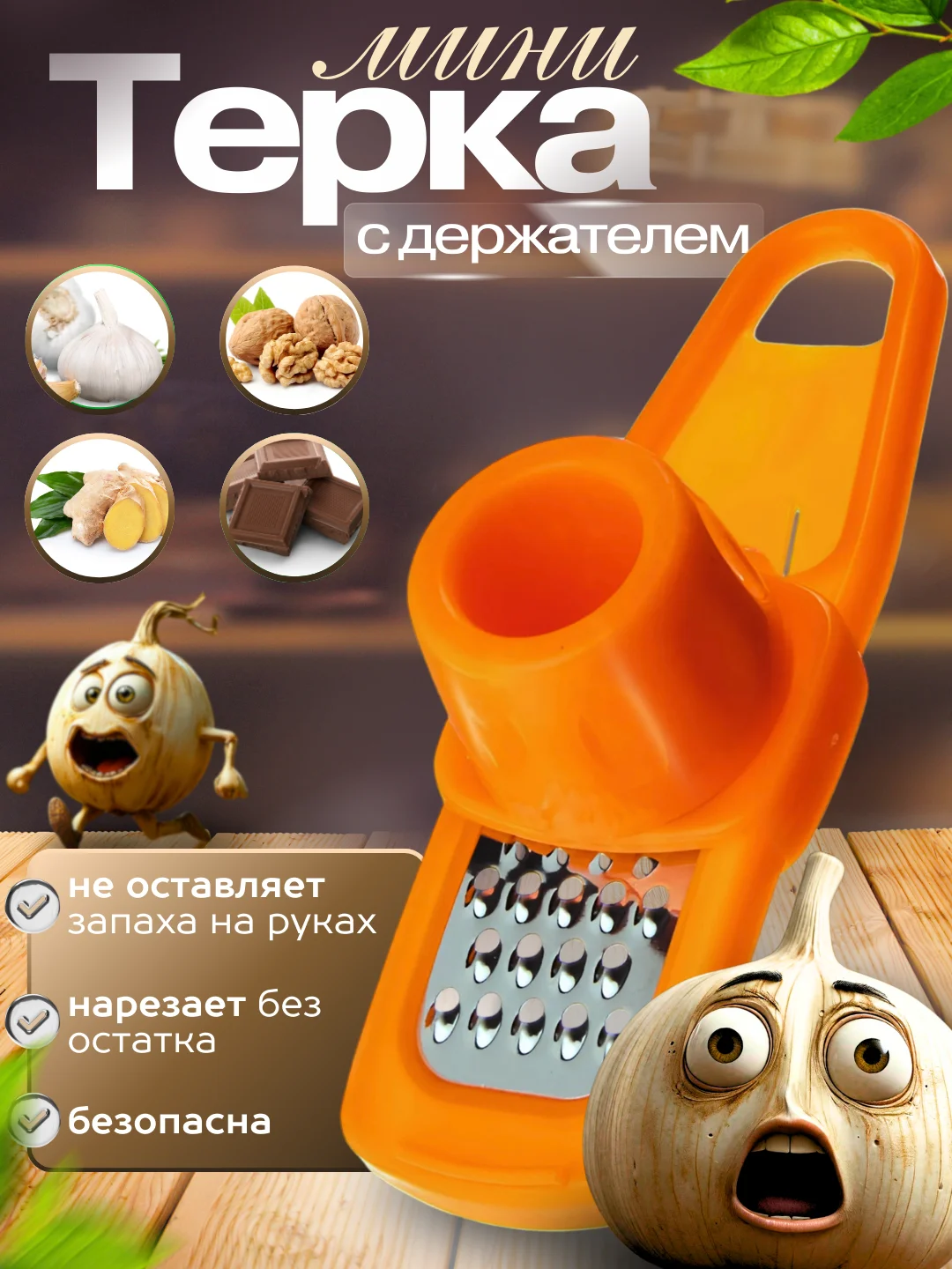 Оранжевый терка пресс ручная для чеснока/ чеснокодавка, орехов и имбиря