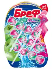 Туалетный блок Бреф Смена Аромата Цветущая яблоня - Лотос, 3 блока (150г)