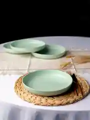 Зеленый тарелки многоразовые пластиковые
