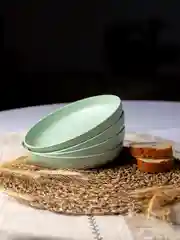 Зеленый тарелки многоразовые пластиковые