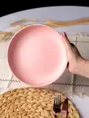 Розовый тарелки многоразовые пластиковые