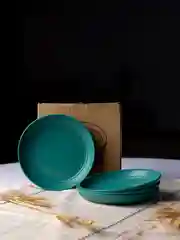 Тёмно-зелёный тарелки многоразовые пластиковые