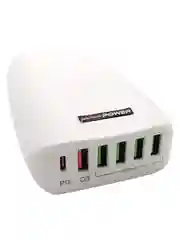 Белый сетевое зарядное устройство MRMPW H5013 65W, 5 x USB, 1 x Type-C, PD20W