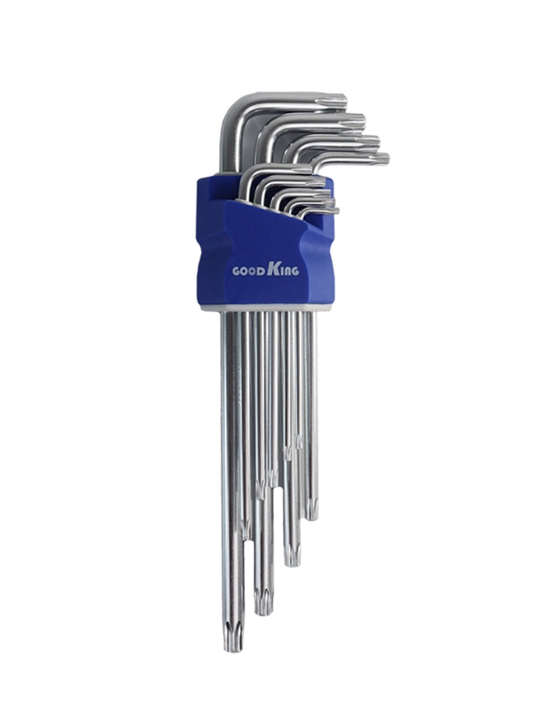 KUT-11010  НАБОР КЛЮЧЕЙ TORX 9 ШТ (С ОТВЕРСТИЕМ) ЭКСТРА ДЛИННЫХ С ДЕРЖАТЕЛЕМ GOODKING
