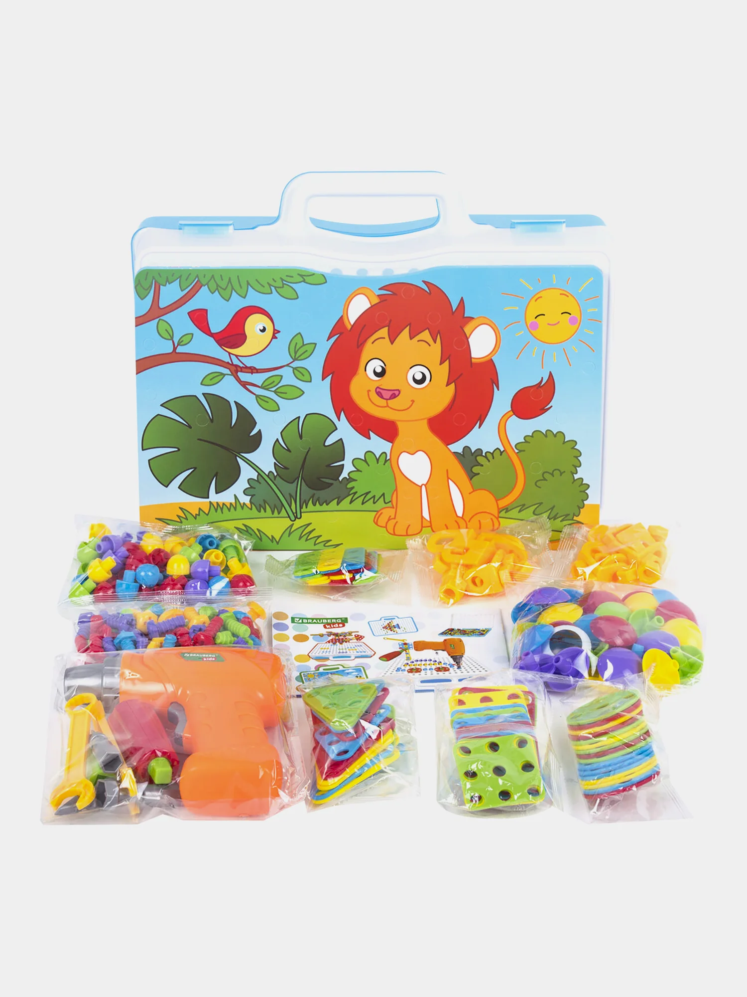 Конструктор с шуруповертом, развивающий подарок 247 деталей, BRAUBERG KIDS, 665204