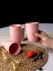 Розовый экостаканы многоразовые из пшеницы