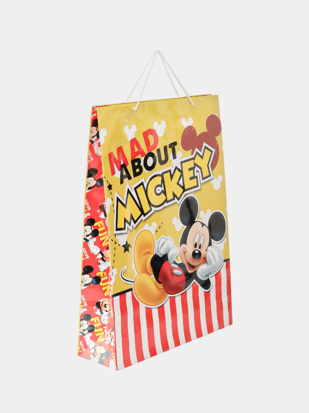 Mickey Mouse. Пакет подарочный большой (желтый с паттерном), 330*455*100 мм