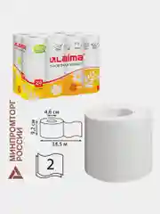 Бумага туалетная бытовая, спайка 24 шт., 2-х слойная, (24х18,5 м), LAIMA, белая, 128719