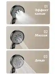 Хром лейка для душа 5 режимов со шлангом массажная, душевая лейка водосберегающая, серебристая