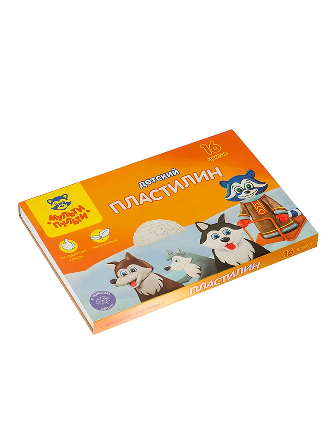 Пластилин Мульти-Пульти "Енот на Аляске", 16 цветов, 240г, со стеком, картон