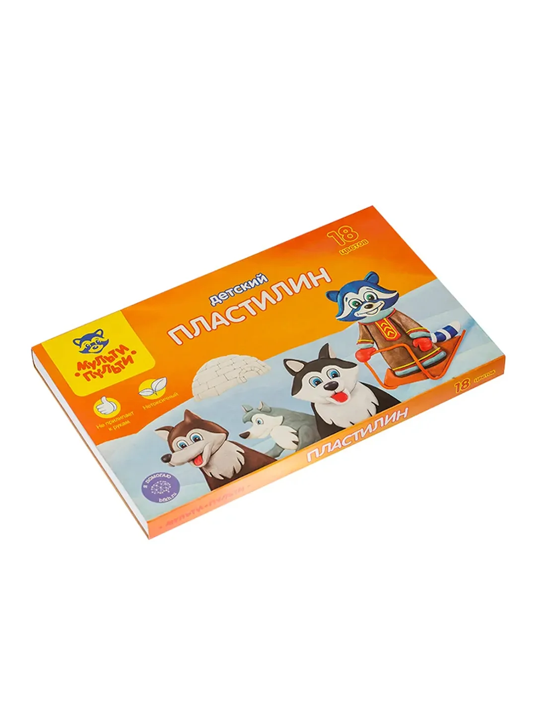 Пластилин Мульти-Пульти "Енот на Аляске", 18 цветов, 270г, со стеком, картон