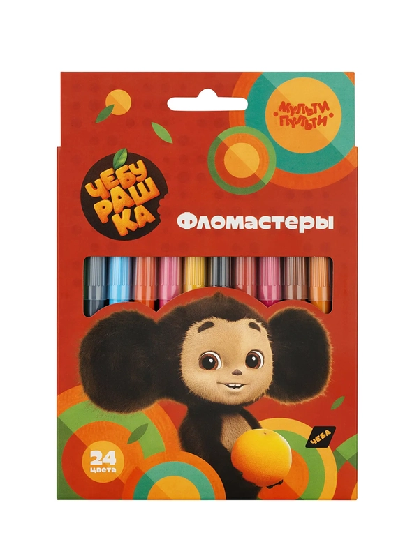 Фломастеры Мульти-Пульти "Чебурашка", 24цв., смываемые, картон, европодвес