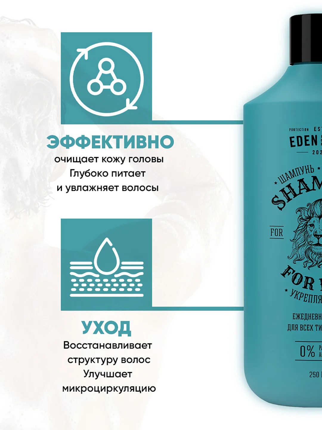 Набор Eden For Men: шампунь, гель для душа, гель для бритья, прозрачный