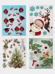 Наклейки на окно новогодние многоразовые, декор на новый год, Золотая Сказка, 591921