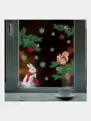 Наклейки на окно новогодние многоразовые, декор на новый год, Золотая Сказка, 591921