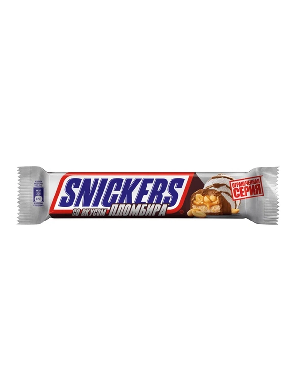 Snickers Пломбир шоколадный батончик, лимитированная Новогодняя коллекция, 81г