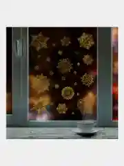 Наклейки на окно новогодние многоразовые, декор на новый год, Золотая Сказка, 591927