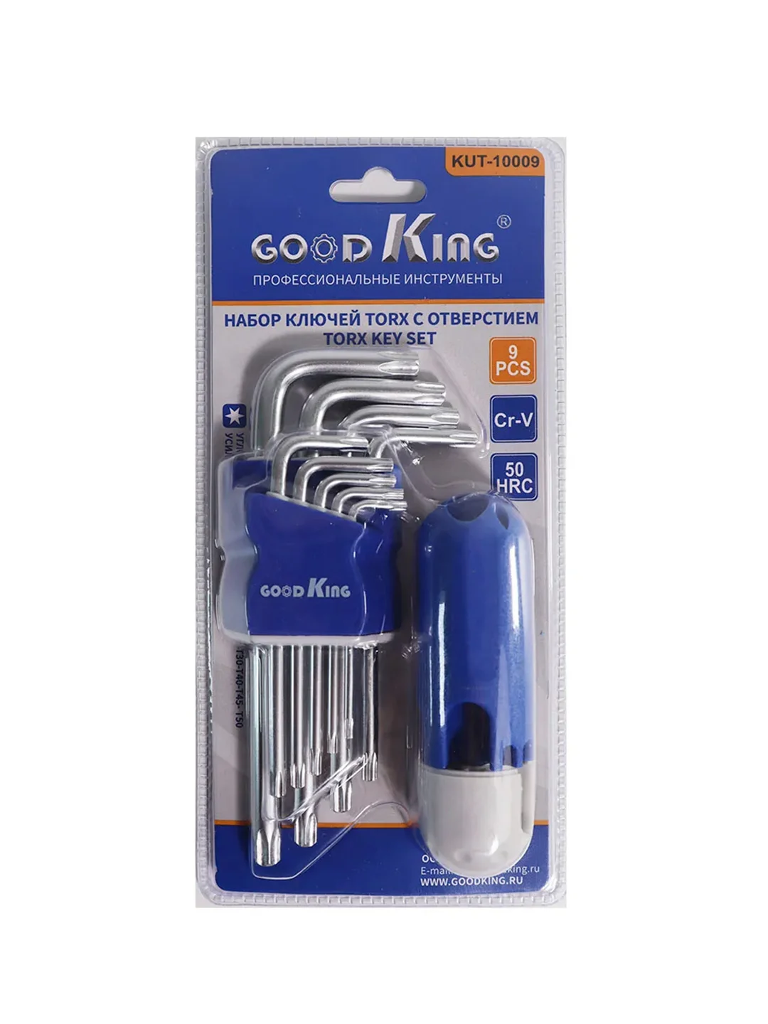KUT-10009 НАБОР КЛЮЧЕЙ TORX 9 ШТ С ОТВЕРСТИЕМ И ДЕРЖАТЕЛЕМ GOODKING
