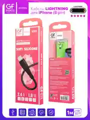 Черный кабель USB на Lightning "GFPower 07L", 1 метр, 2.4A, силикон, iPhone 8-pin