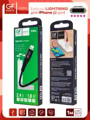Черный кабель USB- 8-pin GFPoWeR 02L, 1 м, 2.4A, нейлон (Lightning)