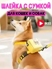Шлейка с поводком для кошек и собак с сумкой, 3 размера